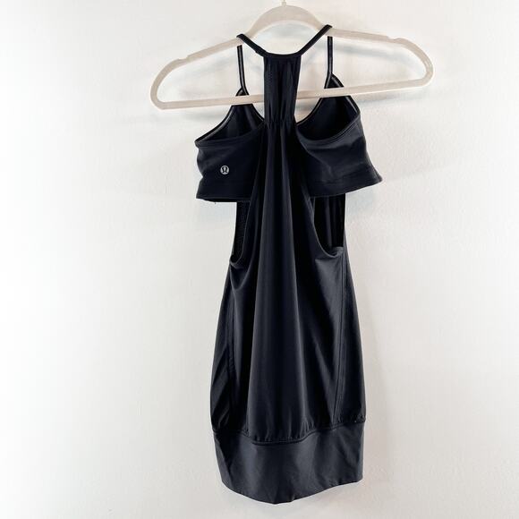 Lululemon No Limits Sleeveless Mesh Long Tank Top with Shelf Bra Black 4 - Picture 11 of 11